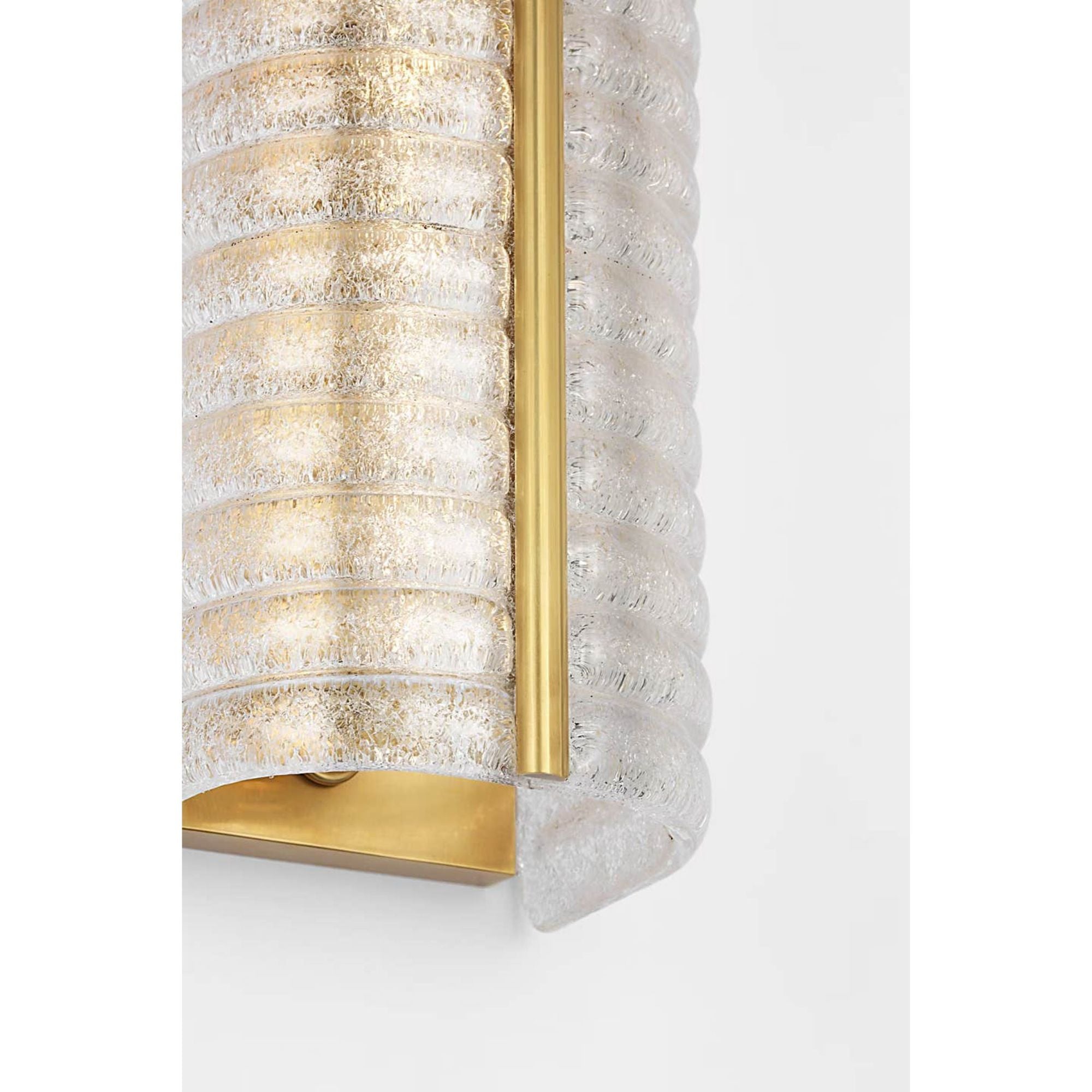 AERIN Claude 27" Linear Sconce in Hand-Rubbed Antique Brass with Clear Graniglia Glass W5.5" x H27" x E4.75"