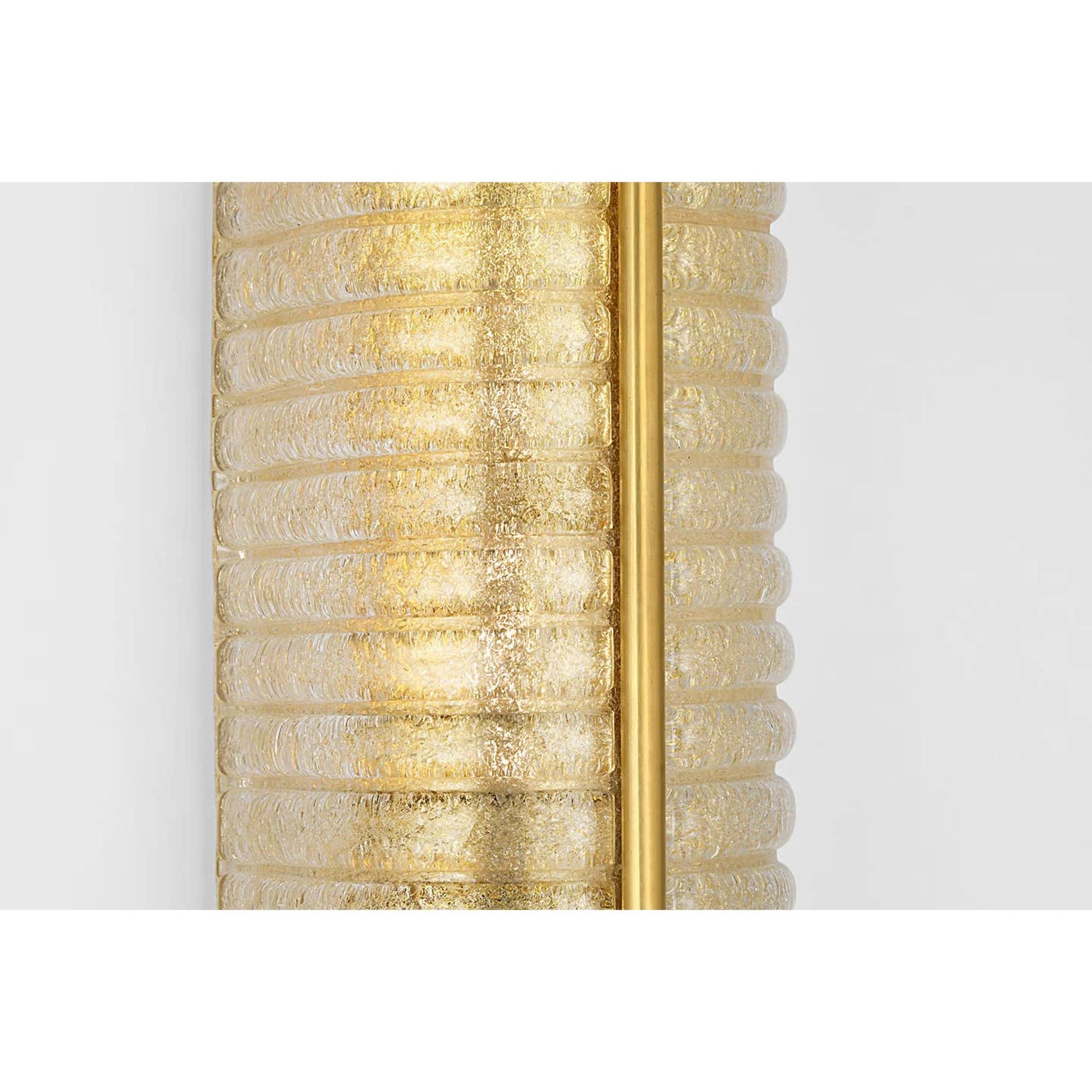 AERIN Claude 27" Linear Sconce in Hand-Rubbed Antique Brass with Gold Graniglia Glass W5.5" x H27" x E4.75"
