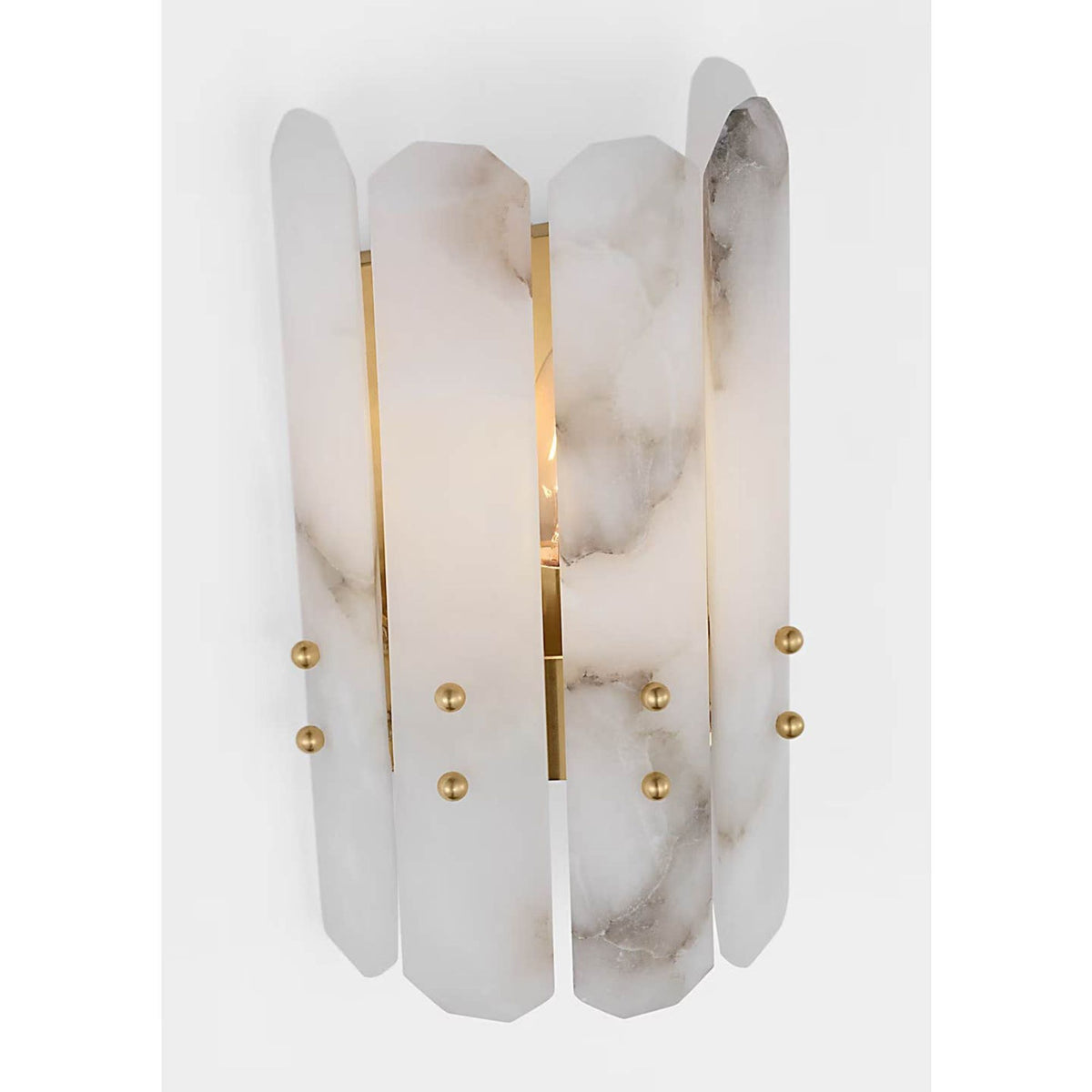 AERIN Bonnington Wall Sconce in Hand-Rubbed Antique Brass with Alabaster W6.75" x H12" x E4.75"