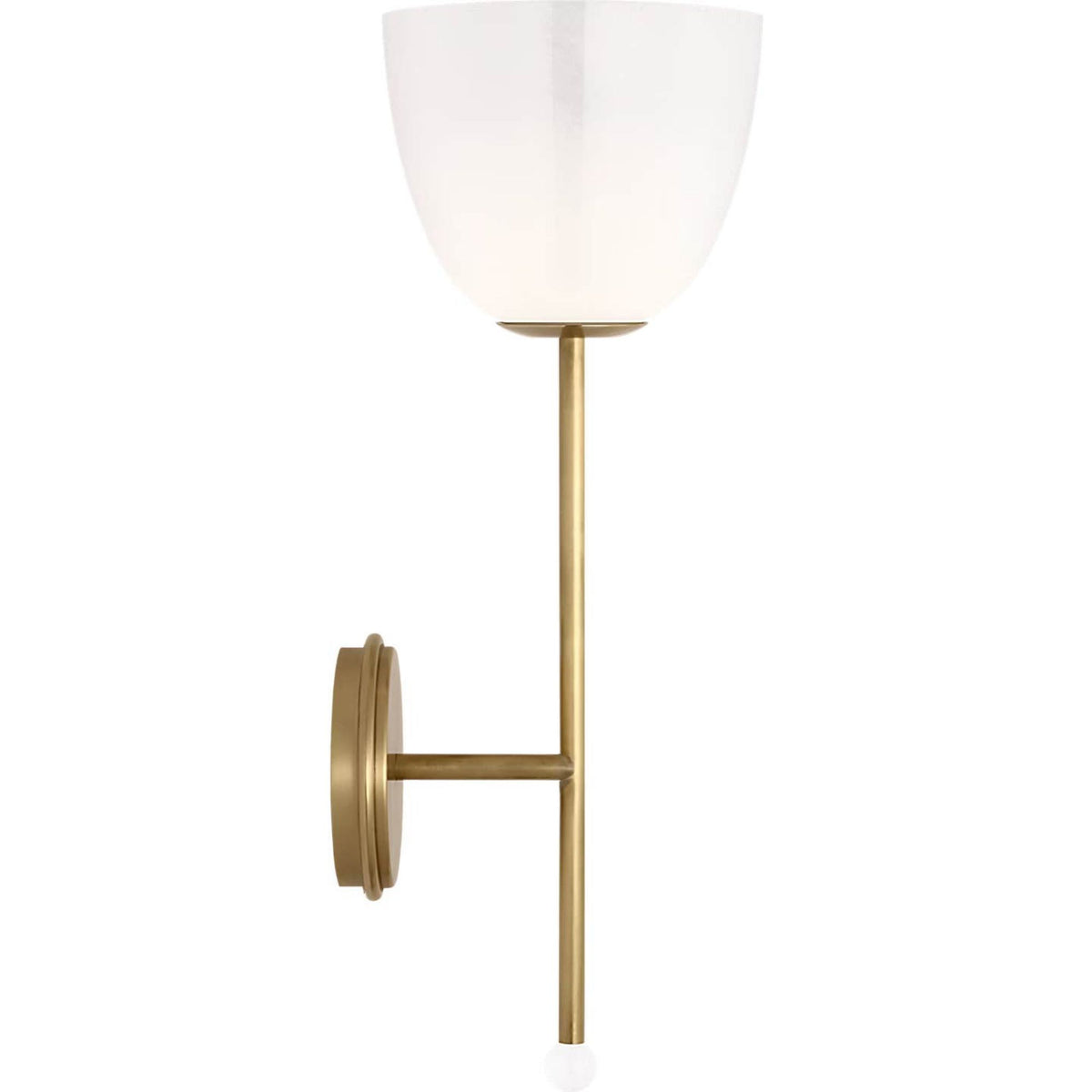 AERIN Brisa 20" Torch Sconce in Hand-Rubbed Antique Brass with White Strie Glass Shade W7" x H20" x E7.75"