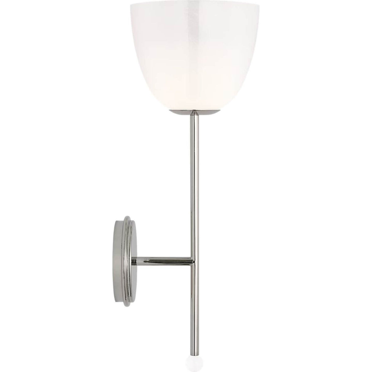 AERIN Brisa 20" Torch Sconce in Polished Nickel with White Strie Glass Shade W7" x H20" x E7.75"