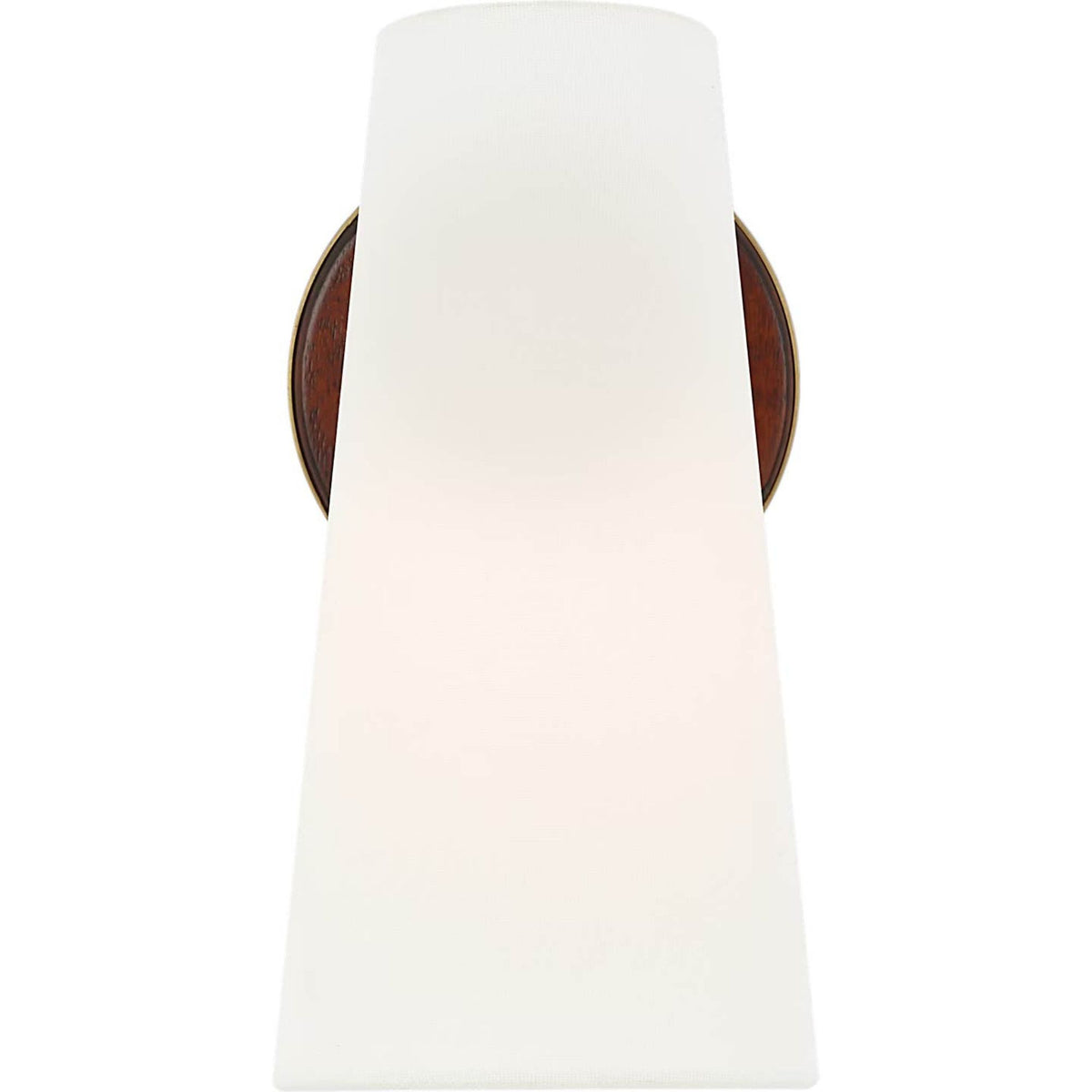 AERIN Olina 10" Sconce in Hand-Rubbed Antique Brass and Mahogany with Linen Shade W5" x H9.75" x E9"