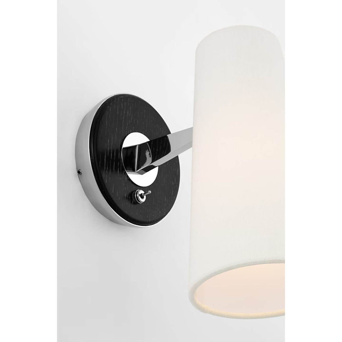 AERIN Olina 10" Sconce in Polished Nickel and Ebony with Linen Shade W5" x H9.75" x E9"