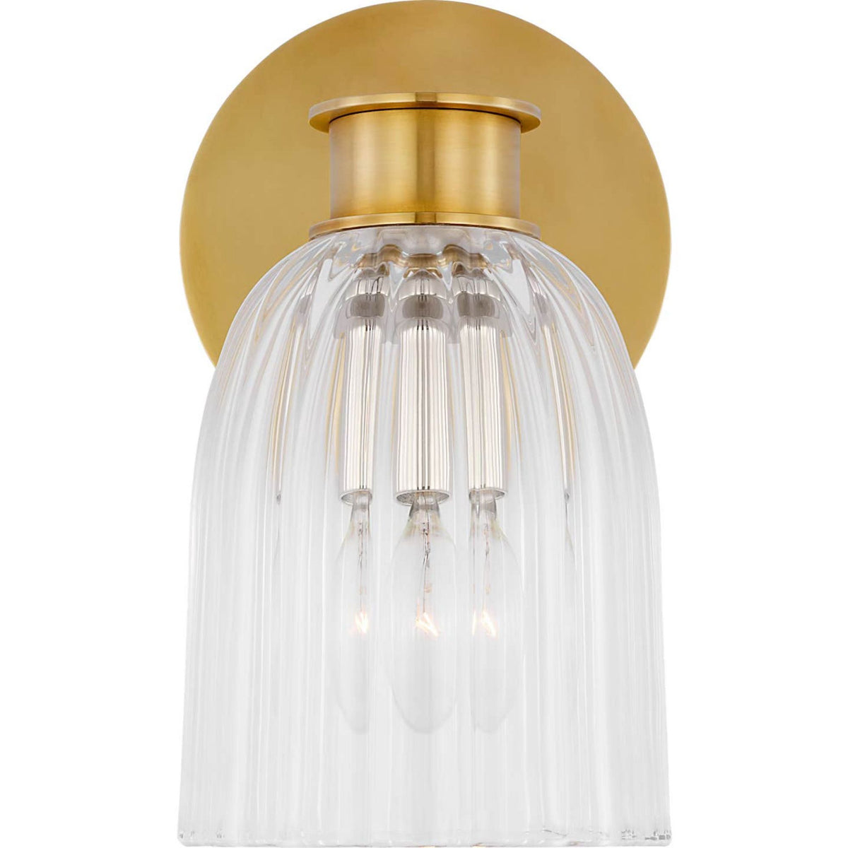 AERIN Asalea Single Sconce in Hand-Rubbed Antique Brass with Clear Glass W5" x H8.5" x E7"