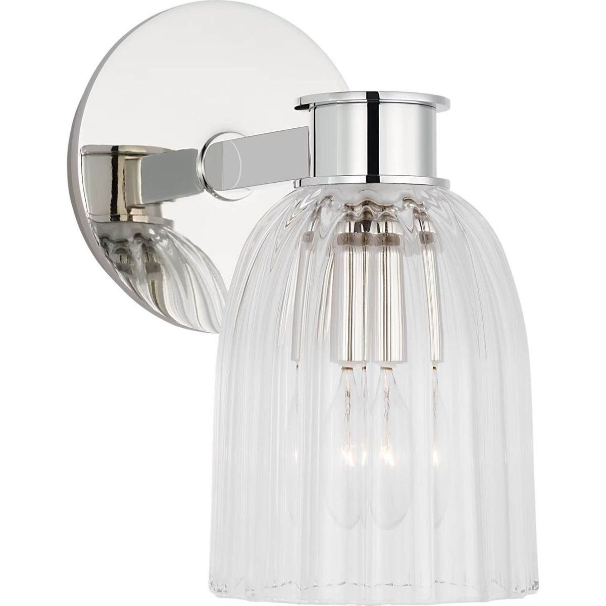 AERIN Asalea Single Sconce in Polished Nickel with Clear Glass W5" x H8.5" x E7"