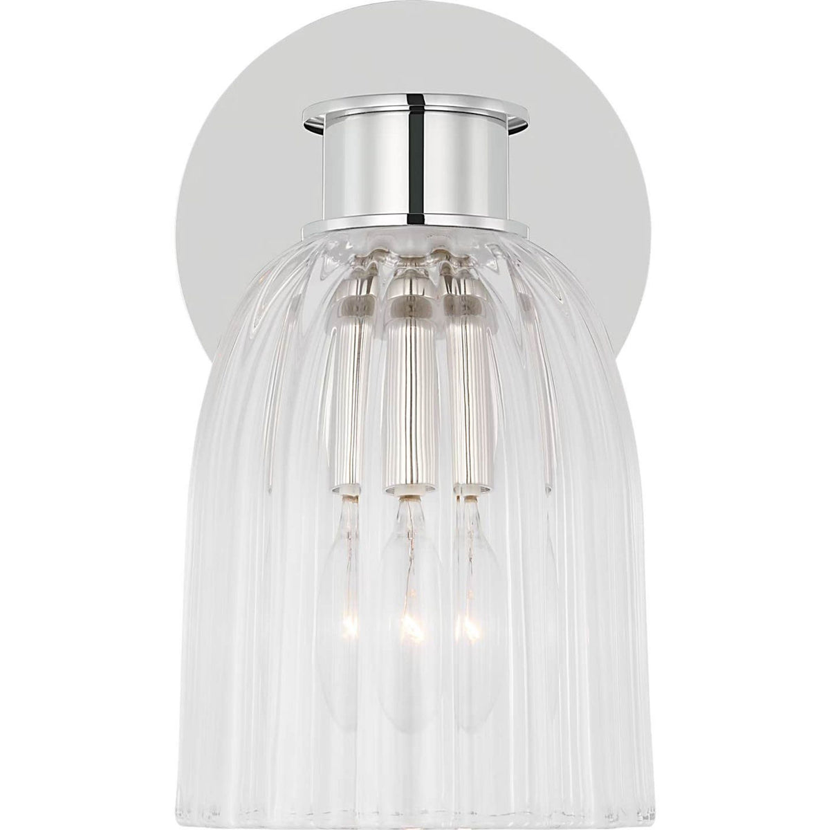AERIN Asalea Single Sconce in Polished Nickel with Clear Glass W5" x H8.5" x E7"