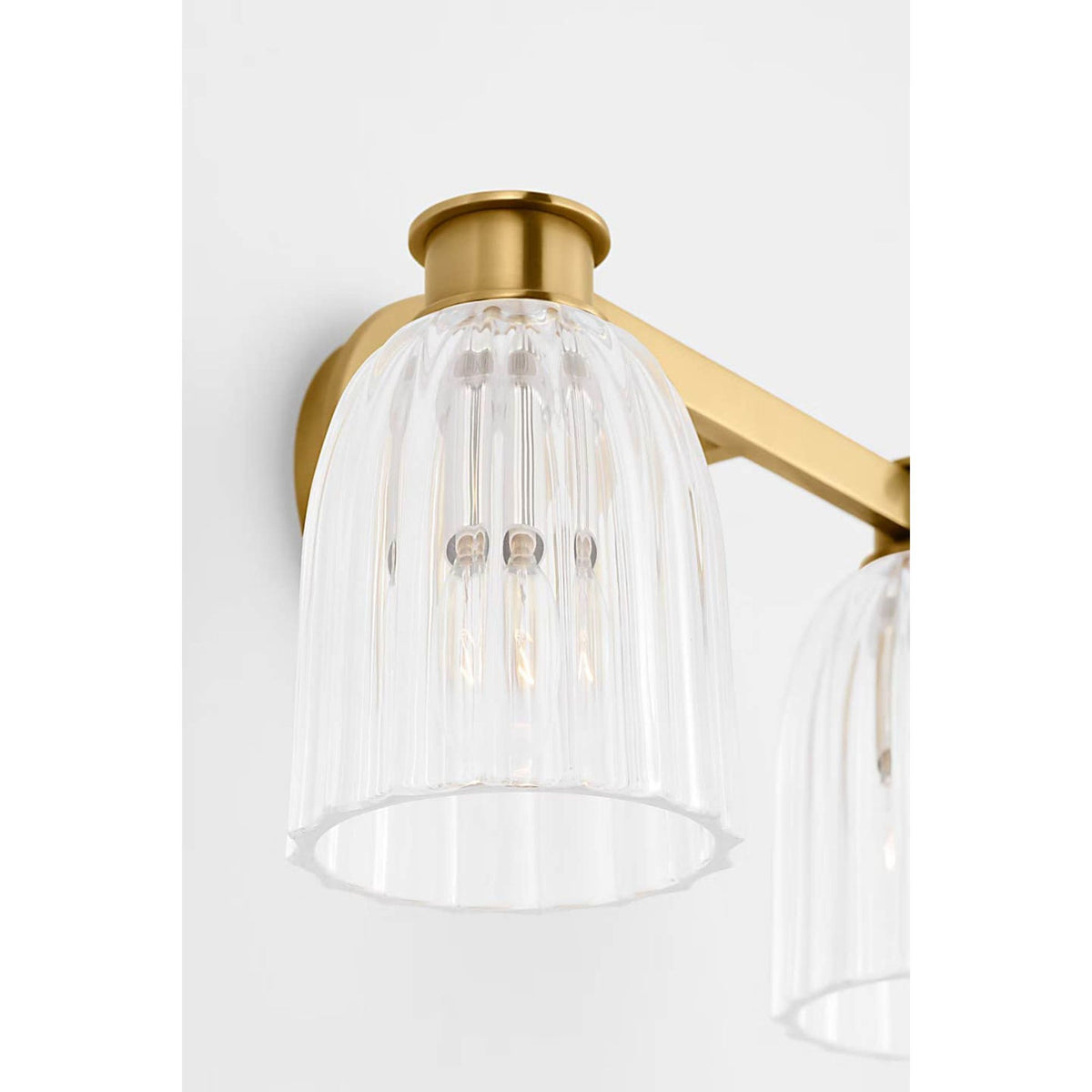 AERIN Asalea Double Sconce in Hand-Rubbed Antique Brass with Clear Glass W13" x H8.5" x E7"