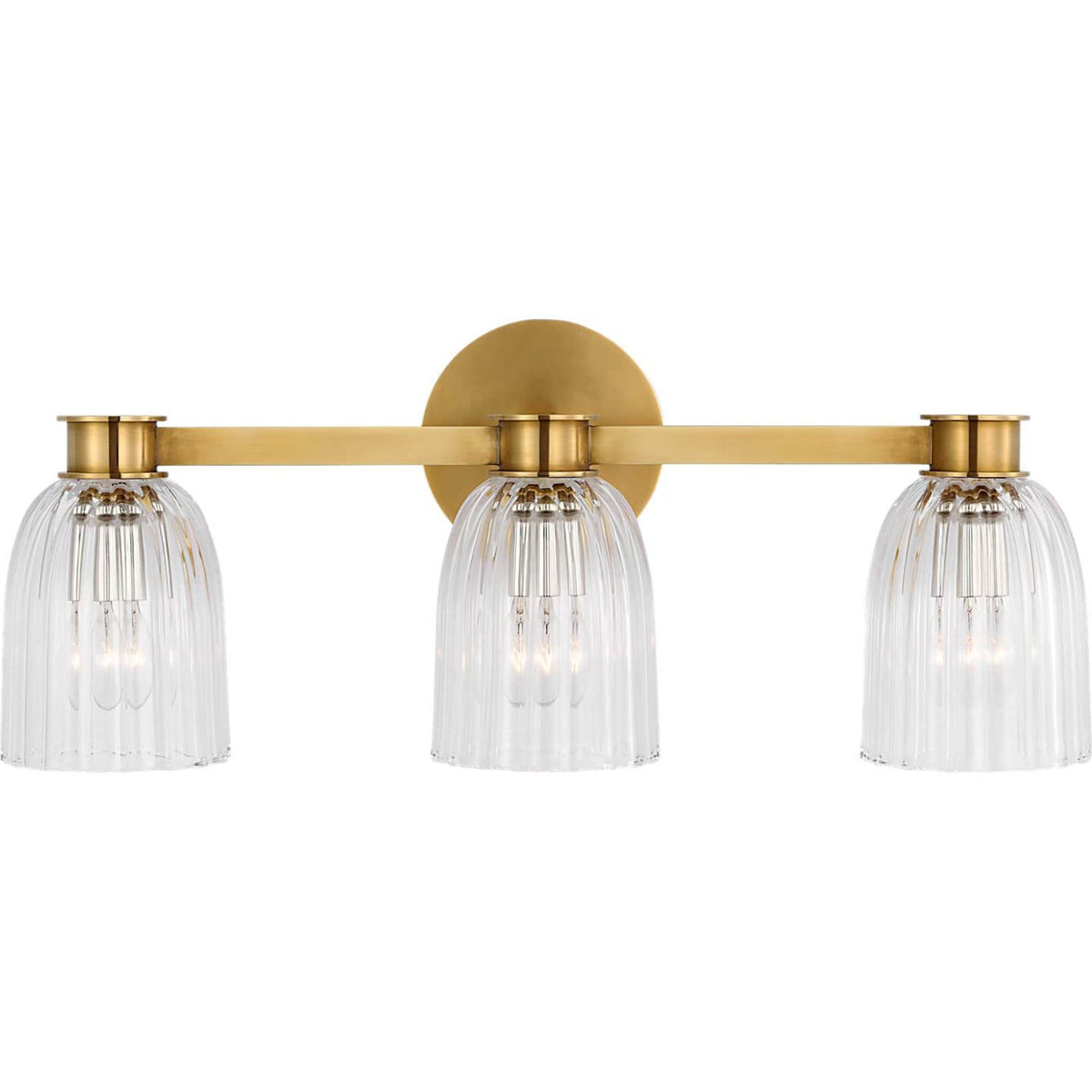 AERIN Asalea Triple Vanity Light in Hand-Rubbed Antique Brass with Clear Glass W21" x H8.5" x E7"