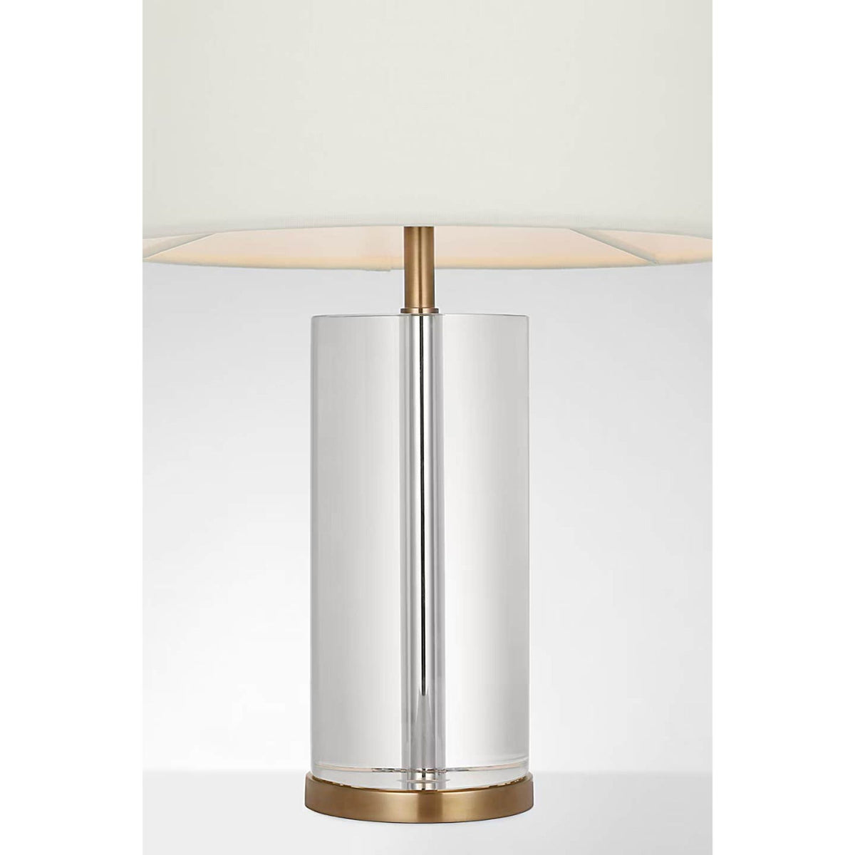 AERIN Lineham 16" Cordless Accent Lamp in Crystal and Hand-Rubbed Antique Brass with Linen Shade W10.5" x H16"