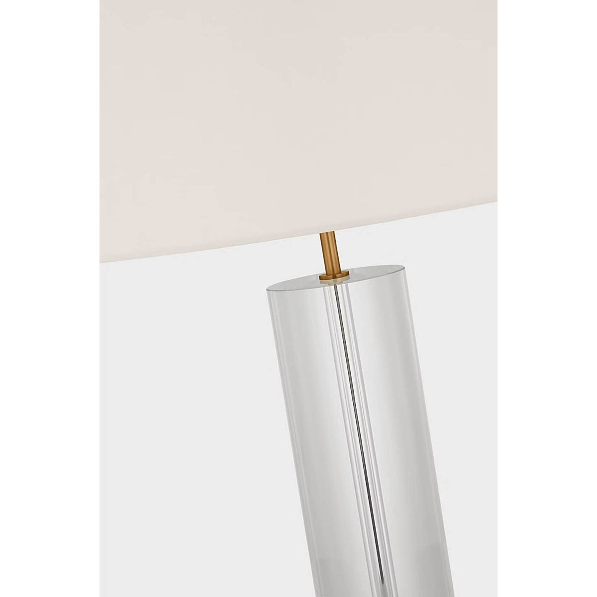 AERIN Lineham Cordless Table Lamp in Crystal and Hand-Rubbed Antique Brass with Linen Shade W18" x H29.5"