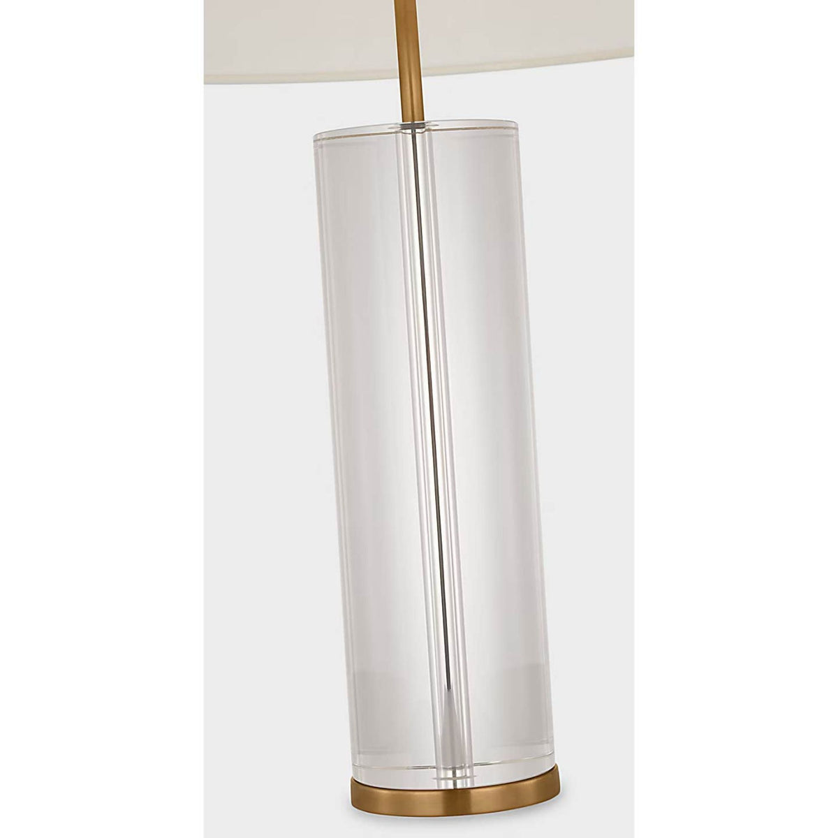 AERIN Lineham Cordless Table Lamp in Crystal and Hand-Rubbed Antique Brass with Linen Shade W18" x H29.5"