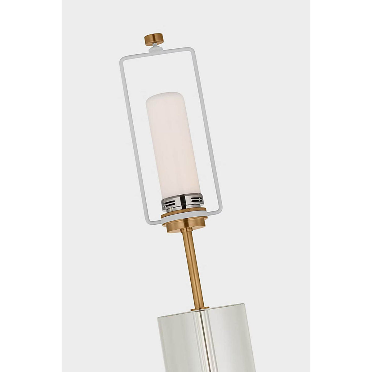 AERIN Lineham Cordless Table Lamp in Crystal and Hand-Rubbed Antique Brass with Linen Shade W18" x H29.5"