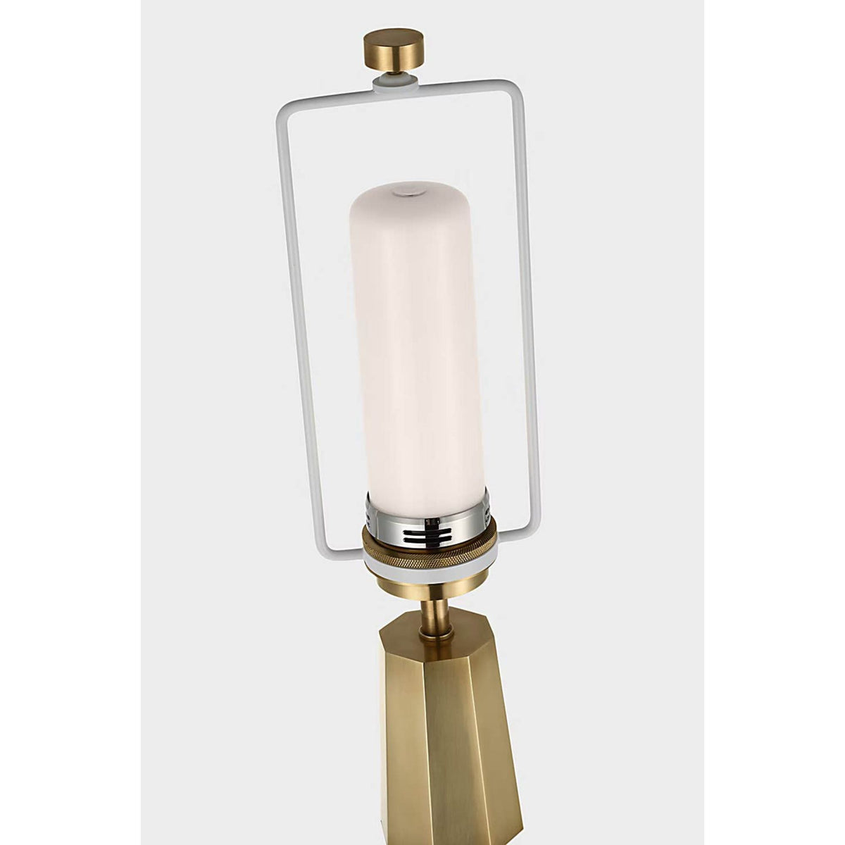 AERIN Olsen Cordless Table Lamp in Crystal and Hand-Rubbed Antique Brass with Linen Shade W17" x H32.5"