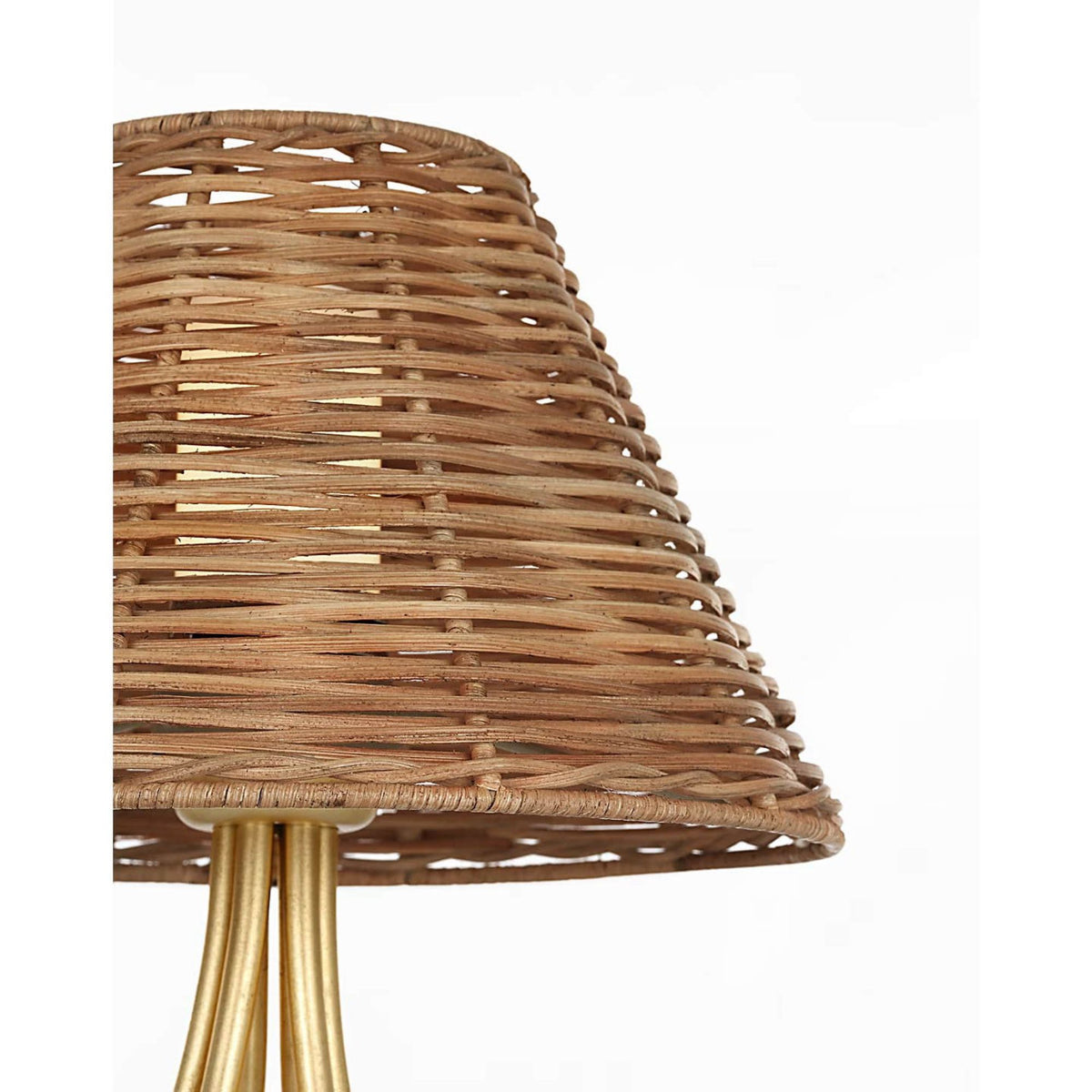 AERIN Jeanne 13" Cordless Accent Lamp in Gild with Natural Wicker Shade W9.75" x H13.25"