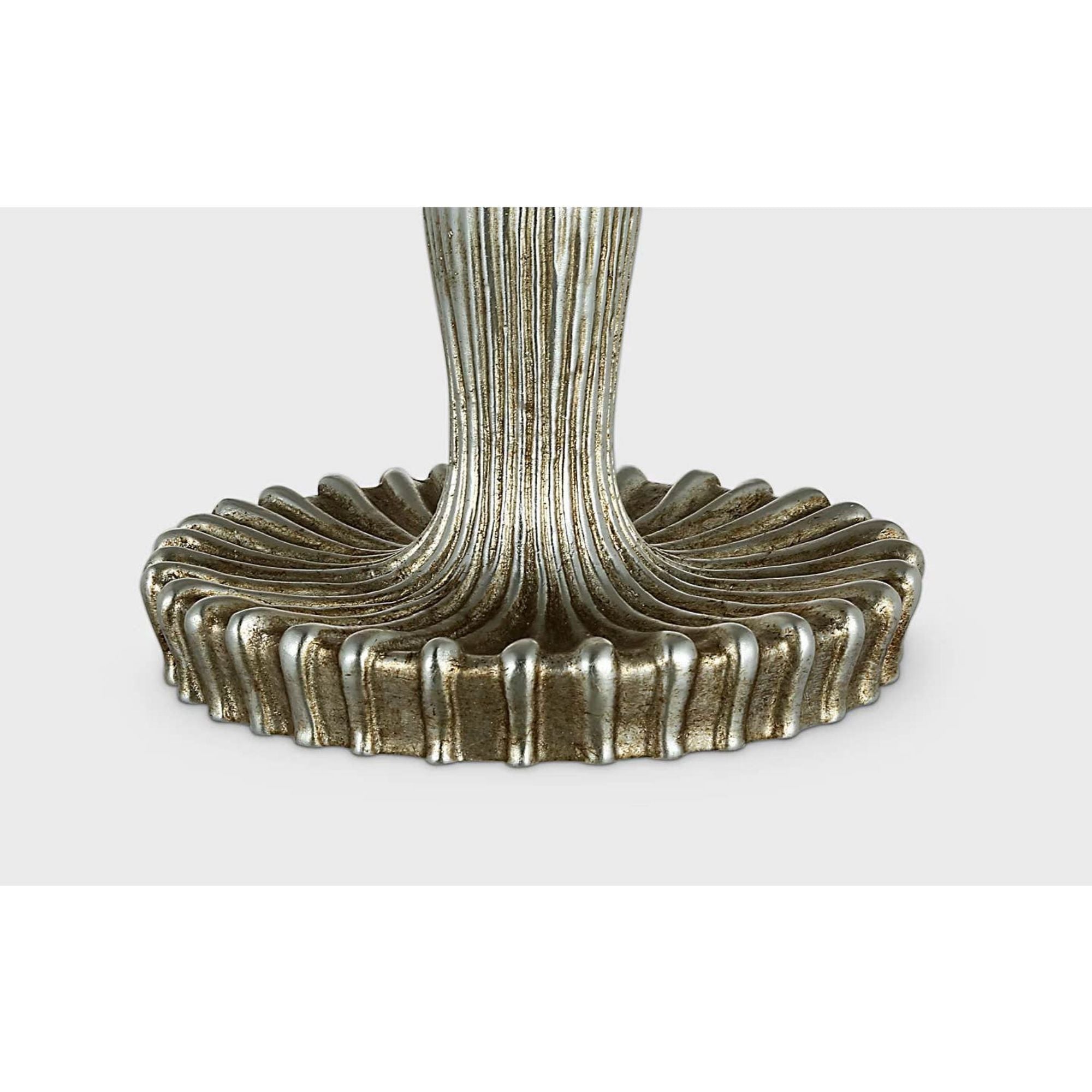 AERIN Ovid 14" Cordless Accent Lamp in Silver Lustre with Silk Pleated Shade W6.75" x H14"