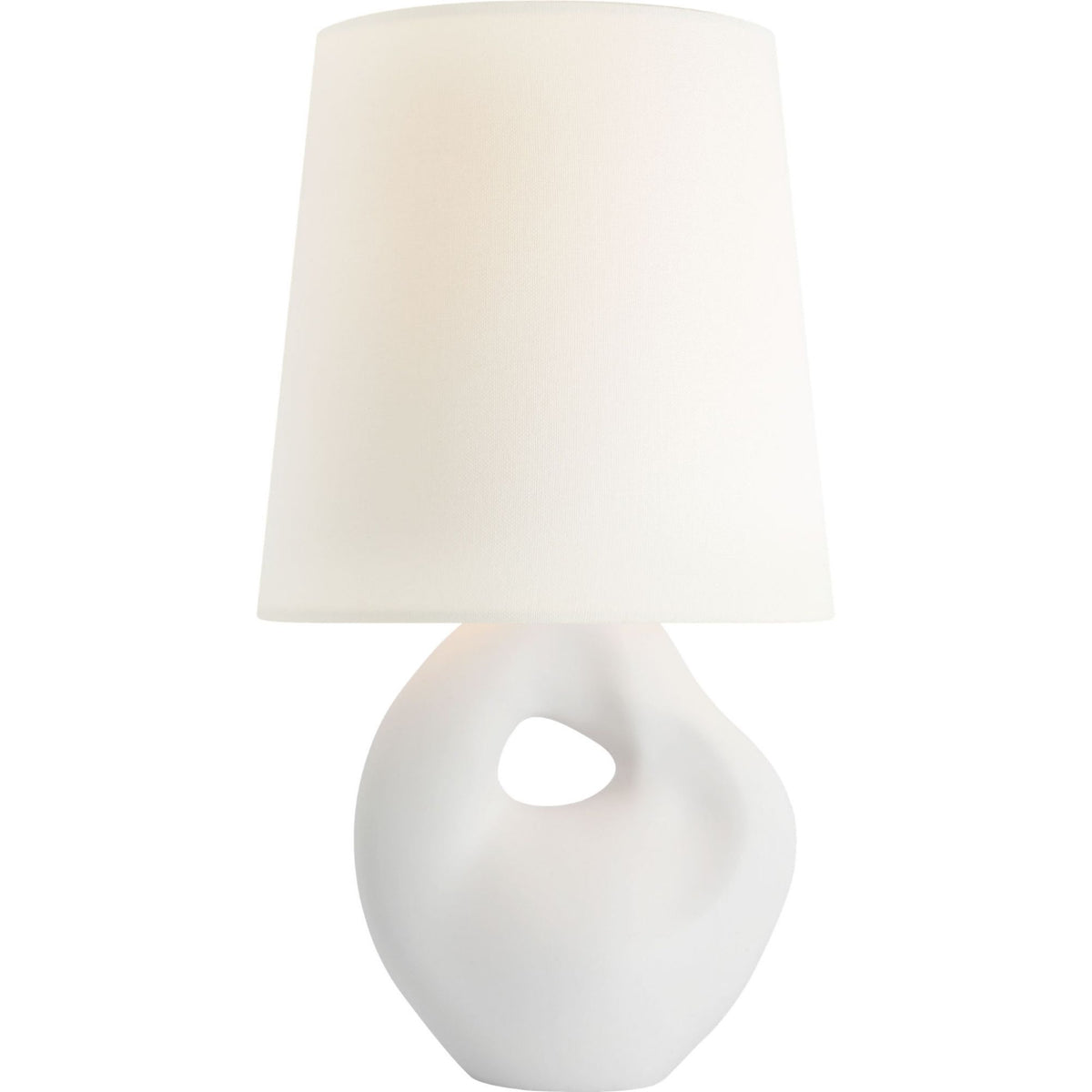 AERIN Adria 16" Table Lamp in Plaster White with Linen Shade W9" x H16"