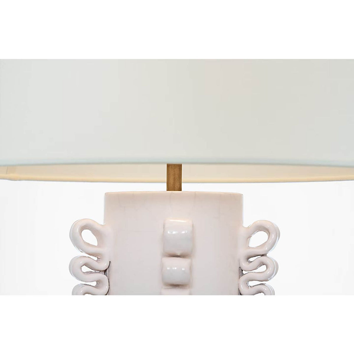 AERIN Amandine 25" Table Lamp in Glossy White Crackle with Linen Shade W15" x H24.75"