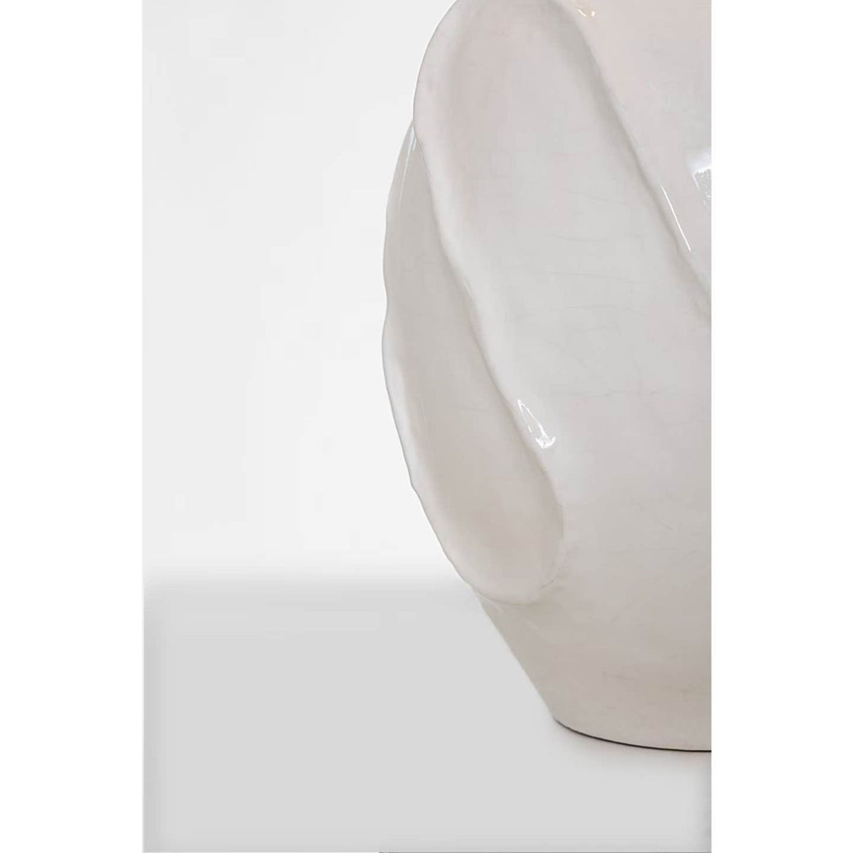 AERIN Idalia 28" Sculpted Table Lamp in Glossy White Crackle with Linen Shade W17" x H28.25"