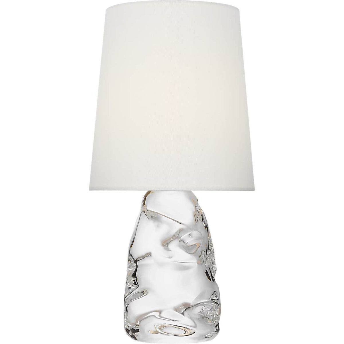 AERIN Lupin 16" Cordless Accent Lamp in Clear Glass with Linen Shade W8" x H16"