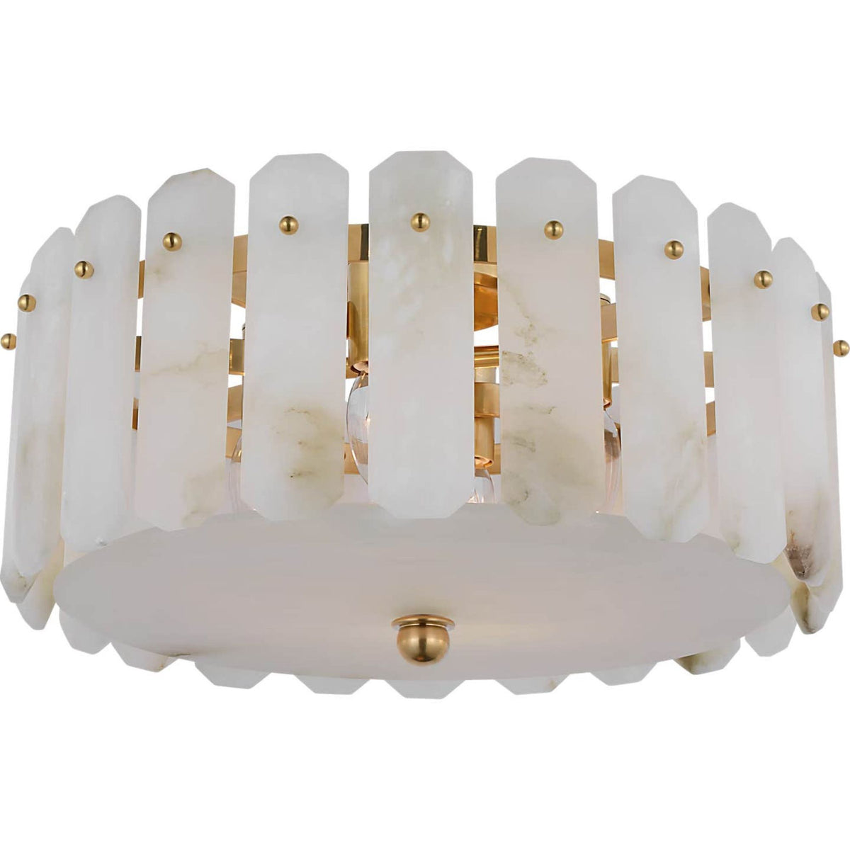 AERIN Bonnington Medium Flush Mount in Hand-Rubbed Antique Brass with Alabaster W18.25" x H8.5"