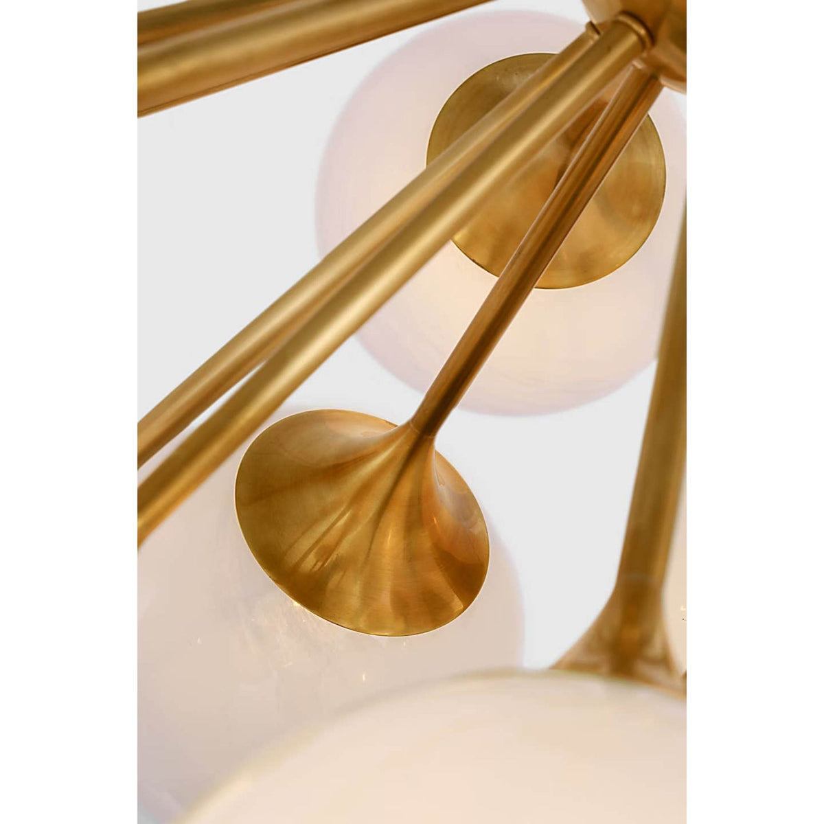 AERIN Cristol 43" Flush Mount in Hand-Rubbed Antique Brass with White Strie Glass W43.25" x H22.75"