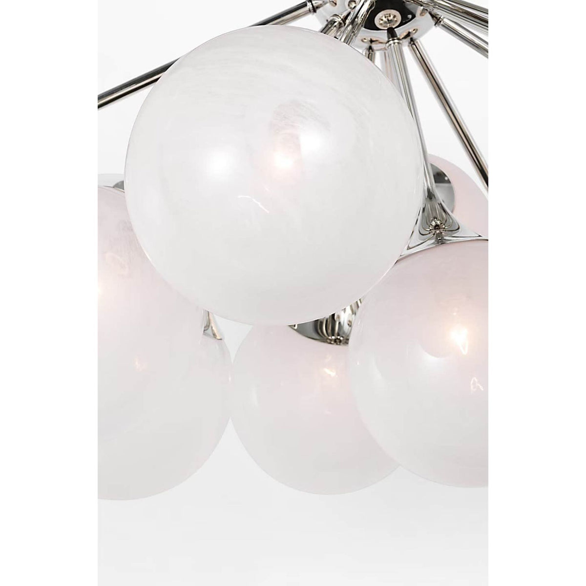AERIN Cristol 43" Flush Mount in Polished Nickel with White Strie Glass W43.25" x H22.75"