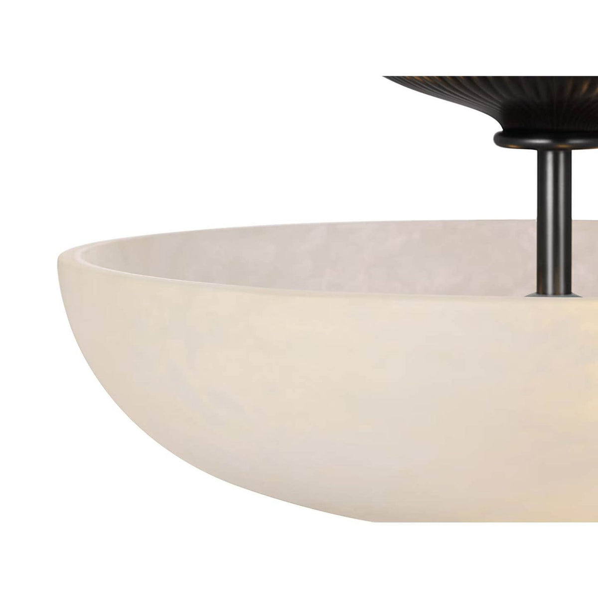 AERIN Pascal 14" Bowl Semi-Flush Mount in Bronze with Alabaster W14" x H8.25"