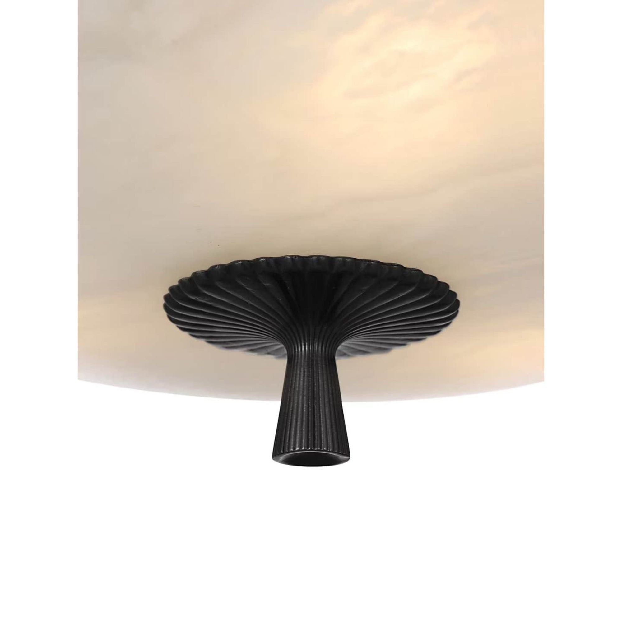 AERIN Pascal 14" Bowl Semi-Flush Mount in Bronze with Alabaster W14" x H8.25"