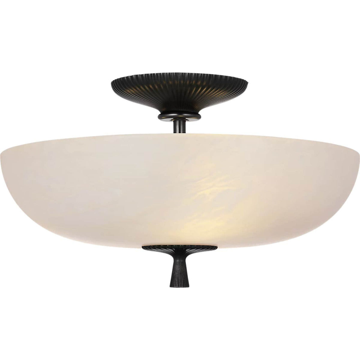 AERIN Pascal 14" Bowl Semi-Flush Mount in Bronze with Alabaster W14" x H8.25"