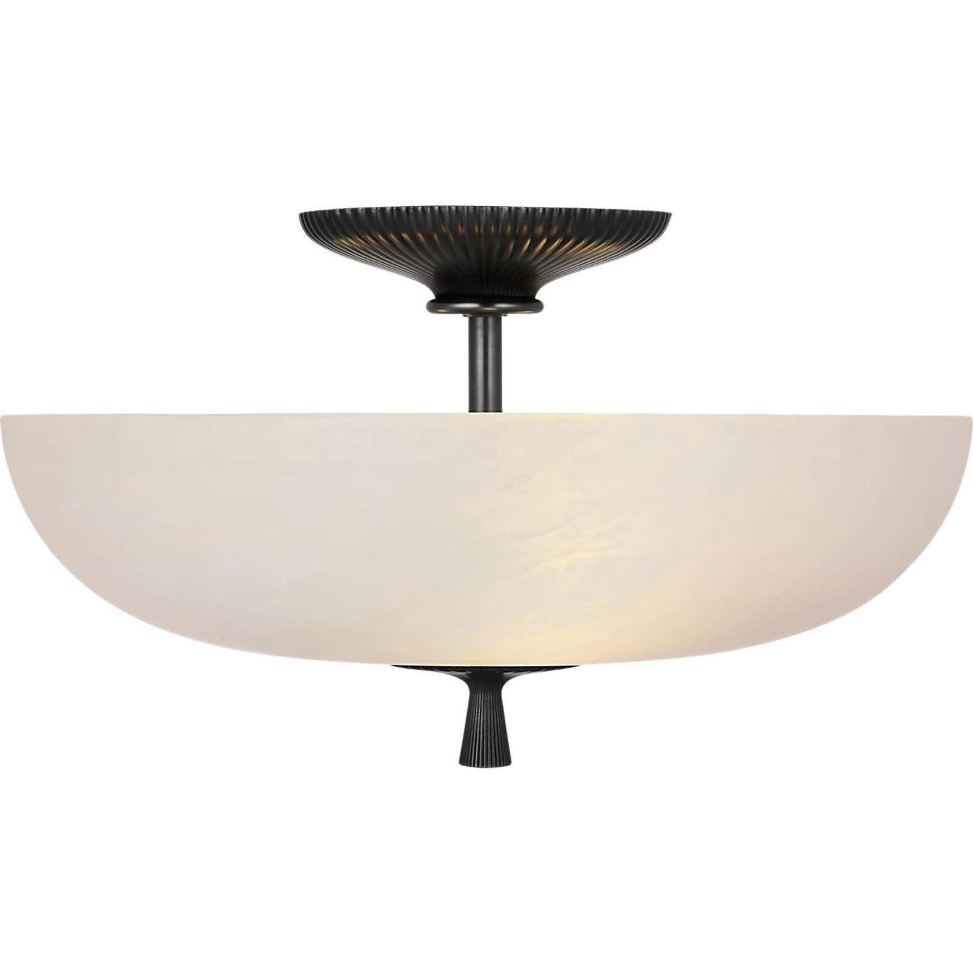AERIN Pascal 14" Bowl Semi-Flush Mount in Bronze with Alabaster W14" x H8.25"