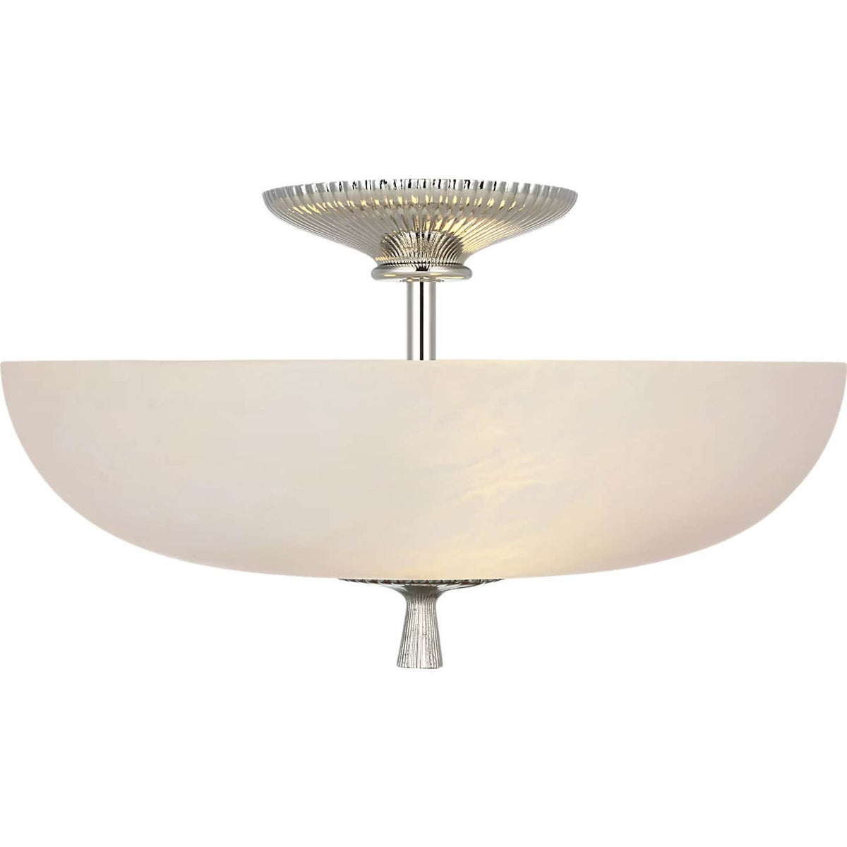 AERIN Pascal 14" Bowl Semi-Flush Mount in Polished Nickel with Alabaster W14" x H8.25"