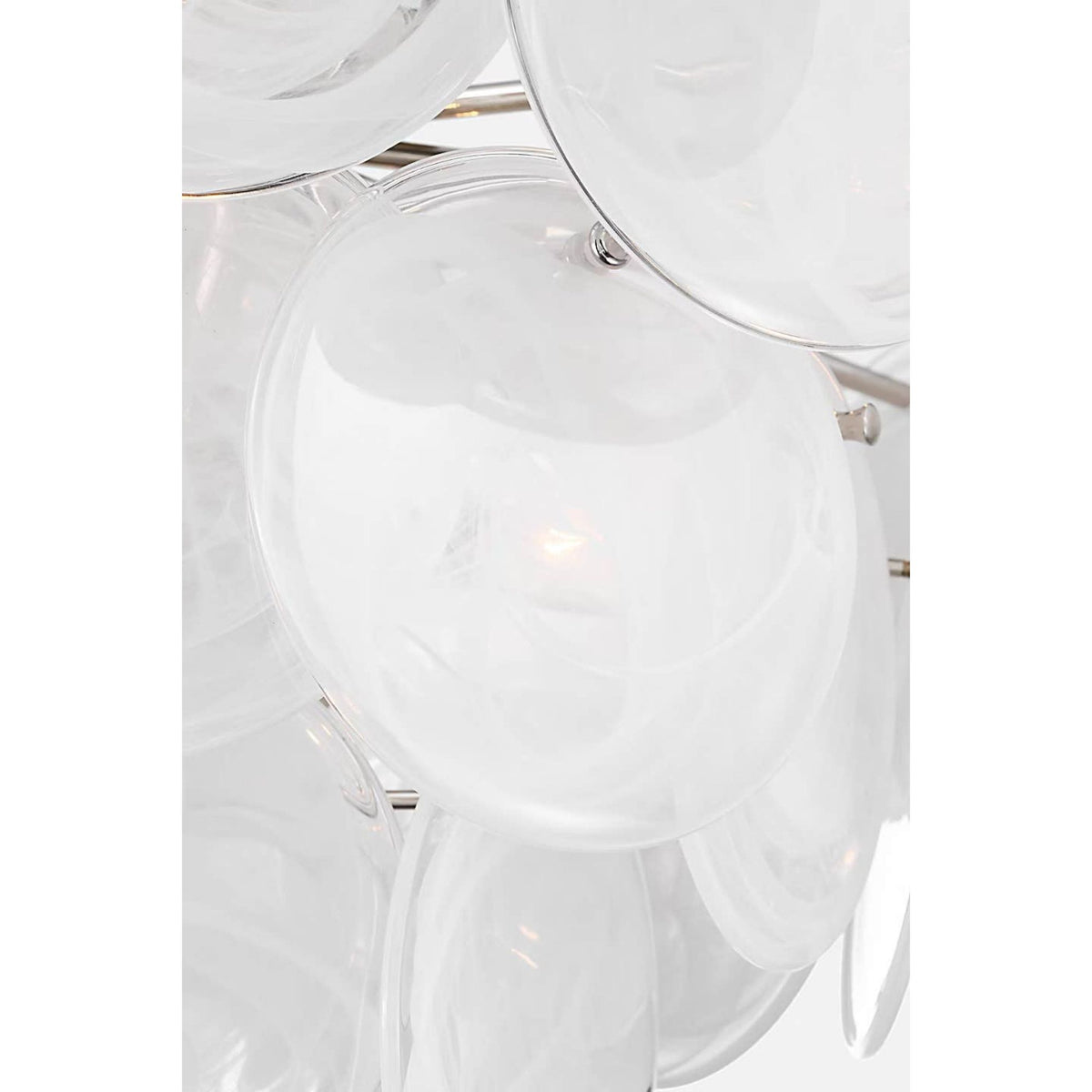 AERIN Loire Grande Flush Mount in Polished Nickel with White Strie Glass W34" x H16.5"