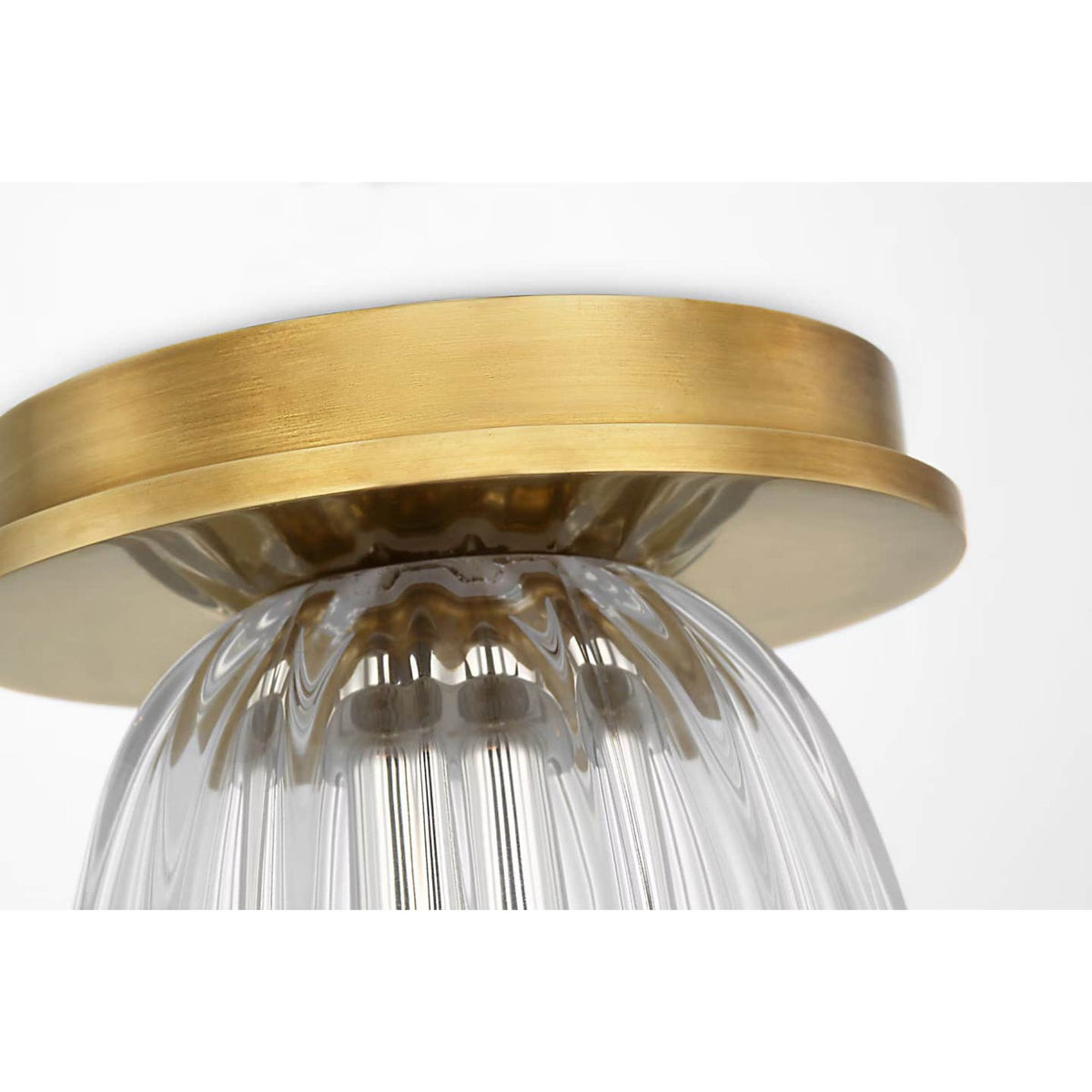 AERIN Asalea 5" Solitaire Flush Mount in Hand-Rubbed Antique Brass with Clear Glass W4.5" x H6.5"