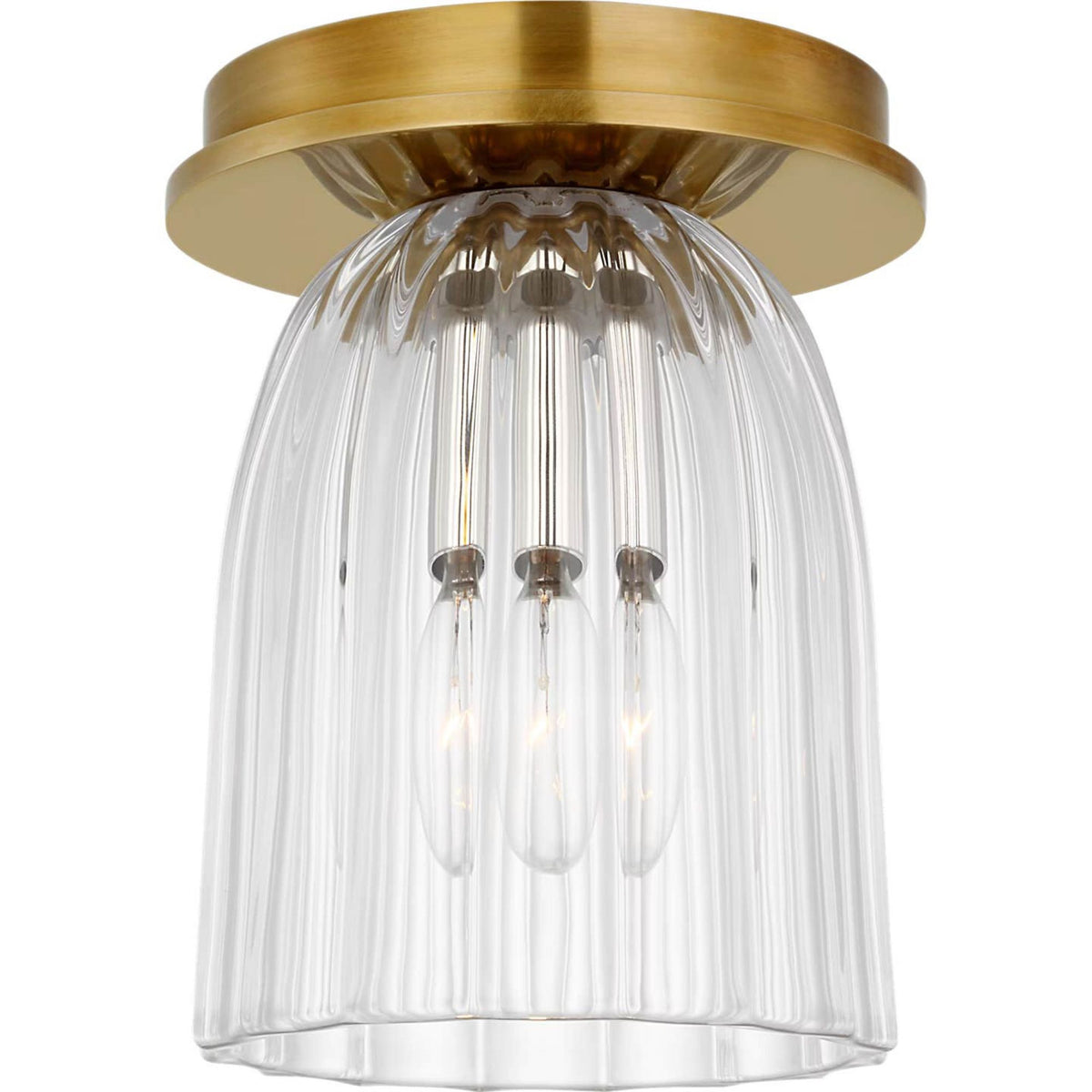 AERIN Asalea 5" Solitaire Flush Mount in Hand-Rubbed Antique Brass with Clear Glass W4.5" x H6.5"