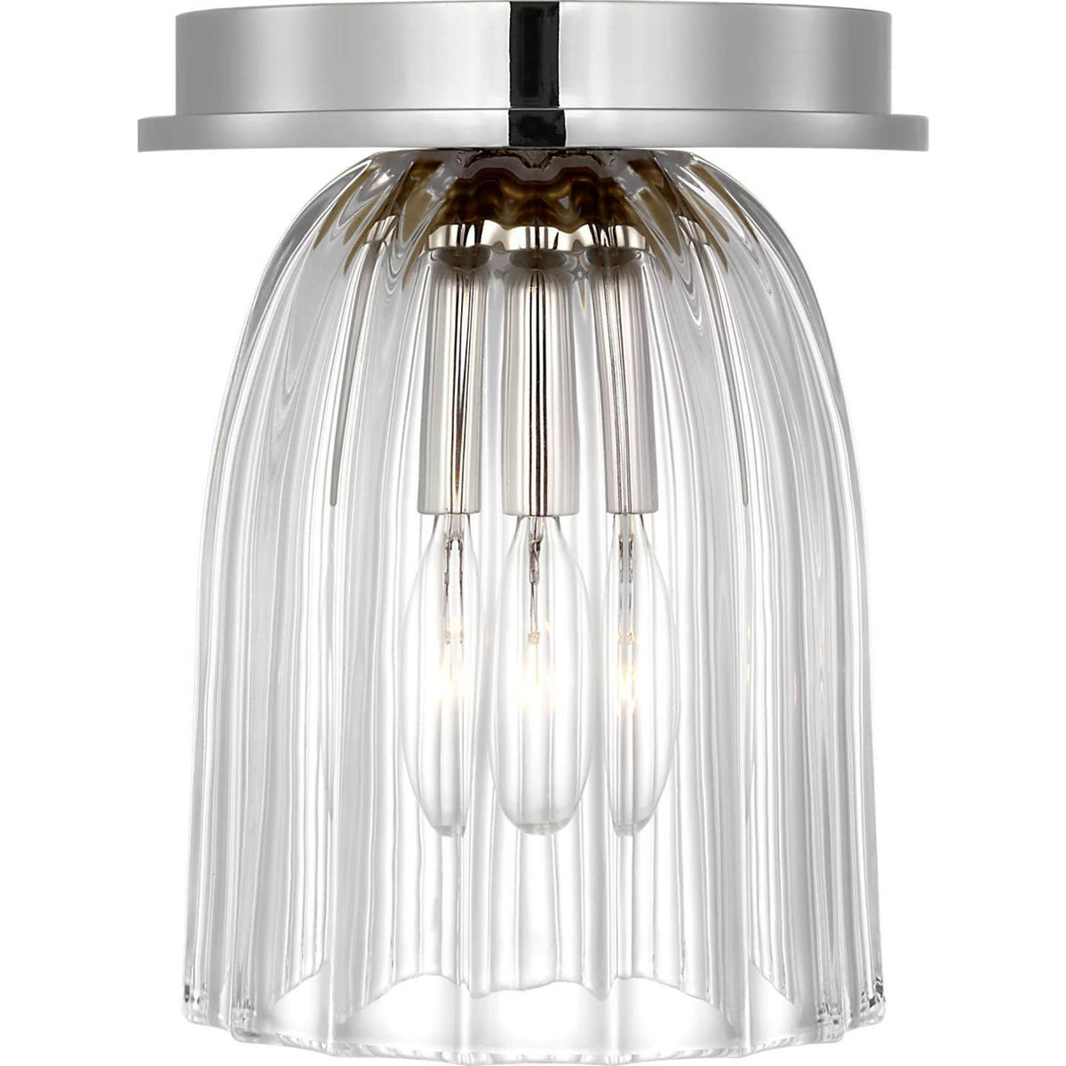 AERIN Asalea 5" Solitaire Flush Mount in Polished Nickel with Clear Glass W4.5" x H6.5"