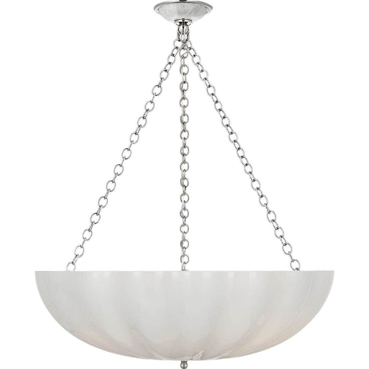 AERIN Rosehill 28" Bowl Chandelier in Polished Nickel with White Strie Glass W28"