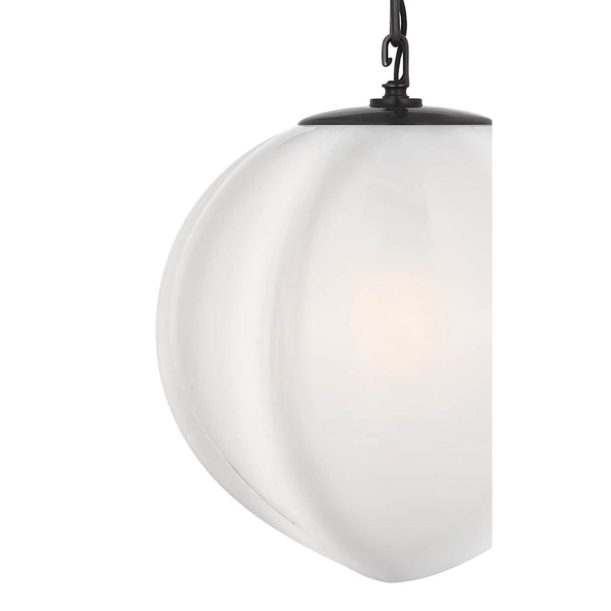 AERIN Rae 13" Pendant in Bronze with White Strie Glass W13" x H15.5"