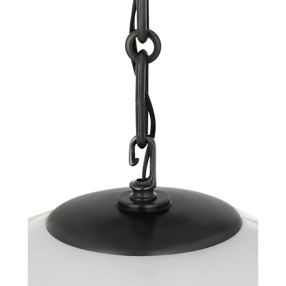 AERIN Rae 13" Pendant in Bronze with White Strie Glass W13" x H15.5"
