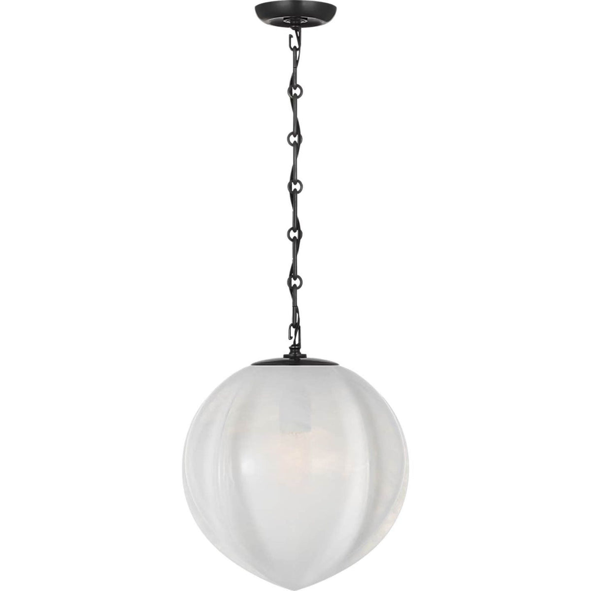 AERIN Rae 13" Pendant in Bronze with White Strie Glass W13" x H15.5"