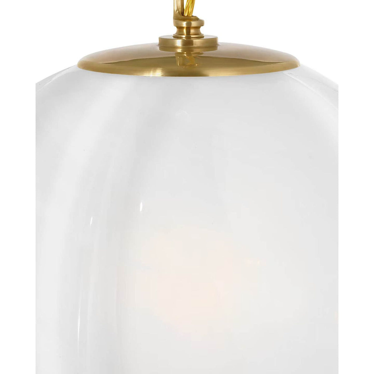 AERIN Rae 13" Pendant in Hand-Rubbed Antique Brass with White Strie Glass W13" x H15.5"