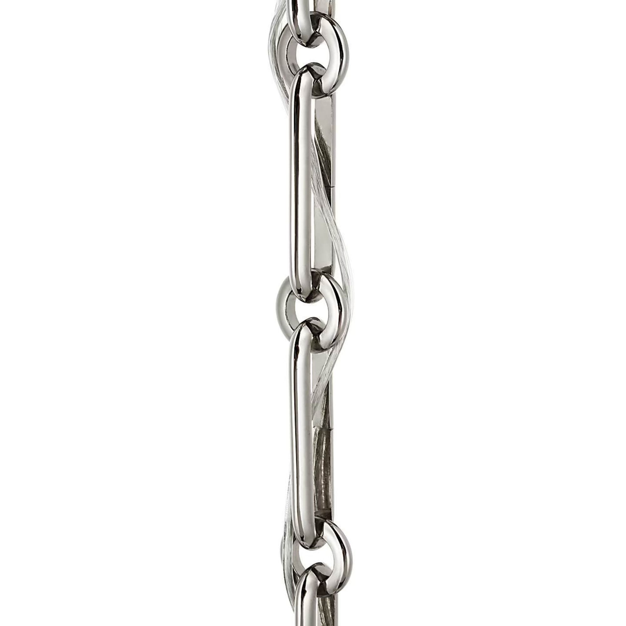 AERIN Rae 13" Pendant in Polished Nickel with White Strie Glass W13" x H15.5"
