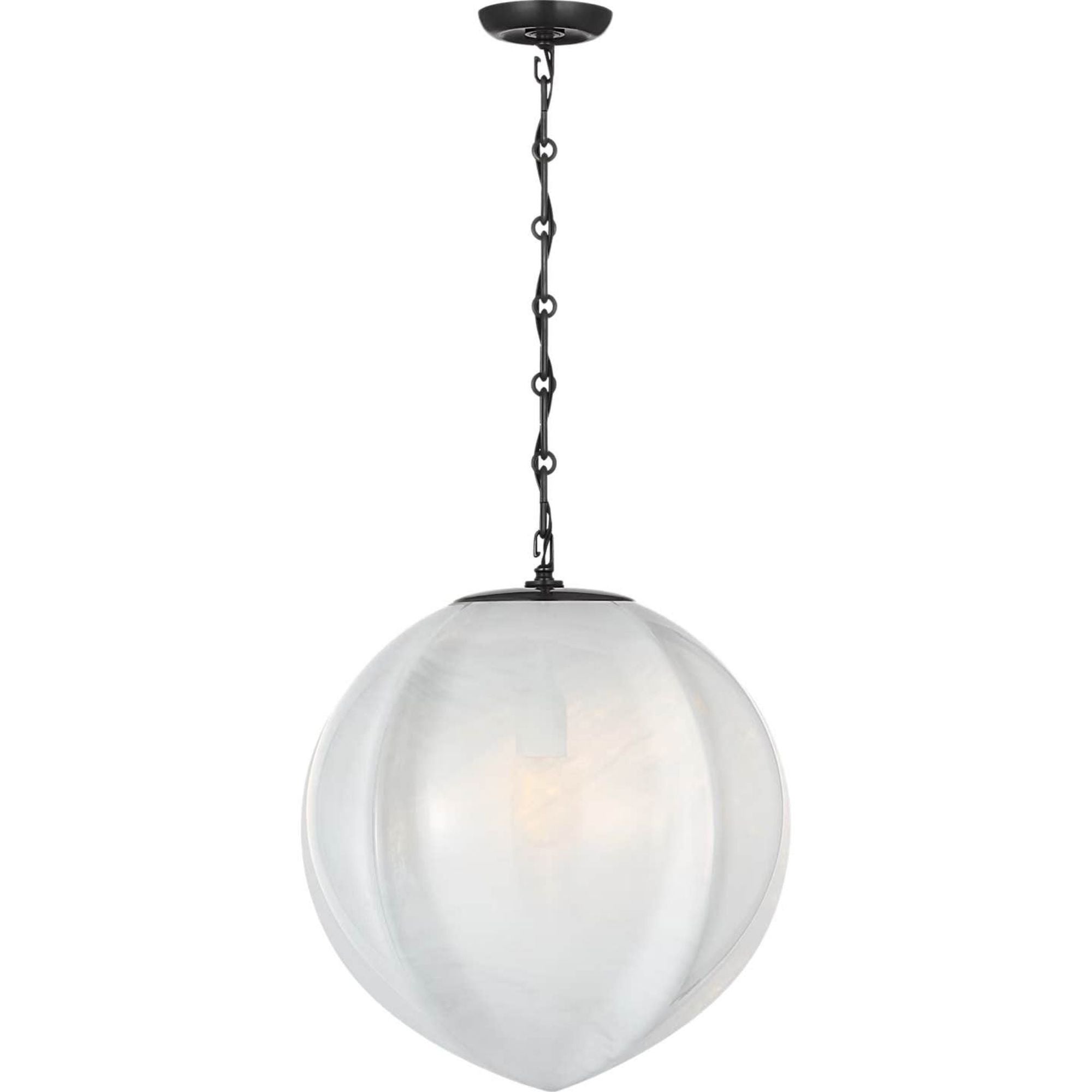 AERIN Rae 17" Pendant in Bronze with White Strie Glass W17.25" x H19.5"