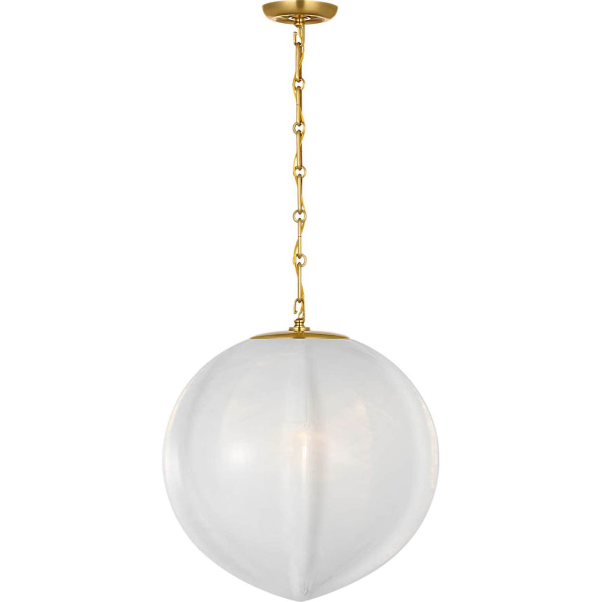 AERIN Rae 17" Pendant in Hand-Rubbed Antique Brass with White Strie Glass W17.25" x H19.5"
