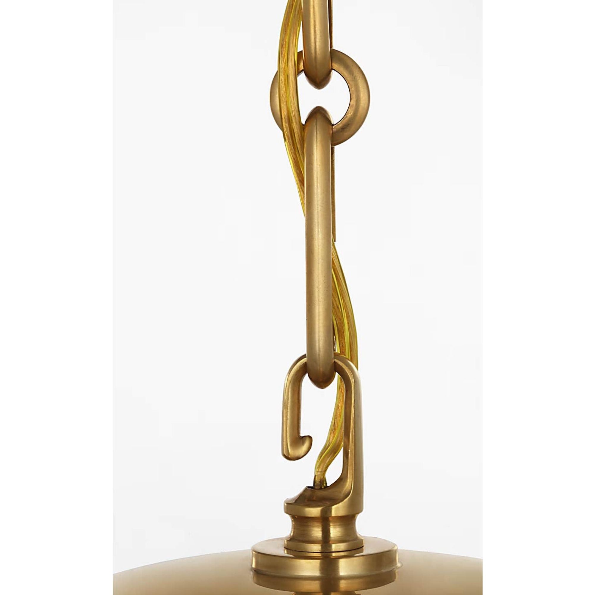 AERIN Rae 17" Pendant in Hand-Rubbed Antique Brass with White Strie Glass W17.25" x H19.5"