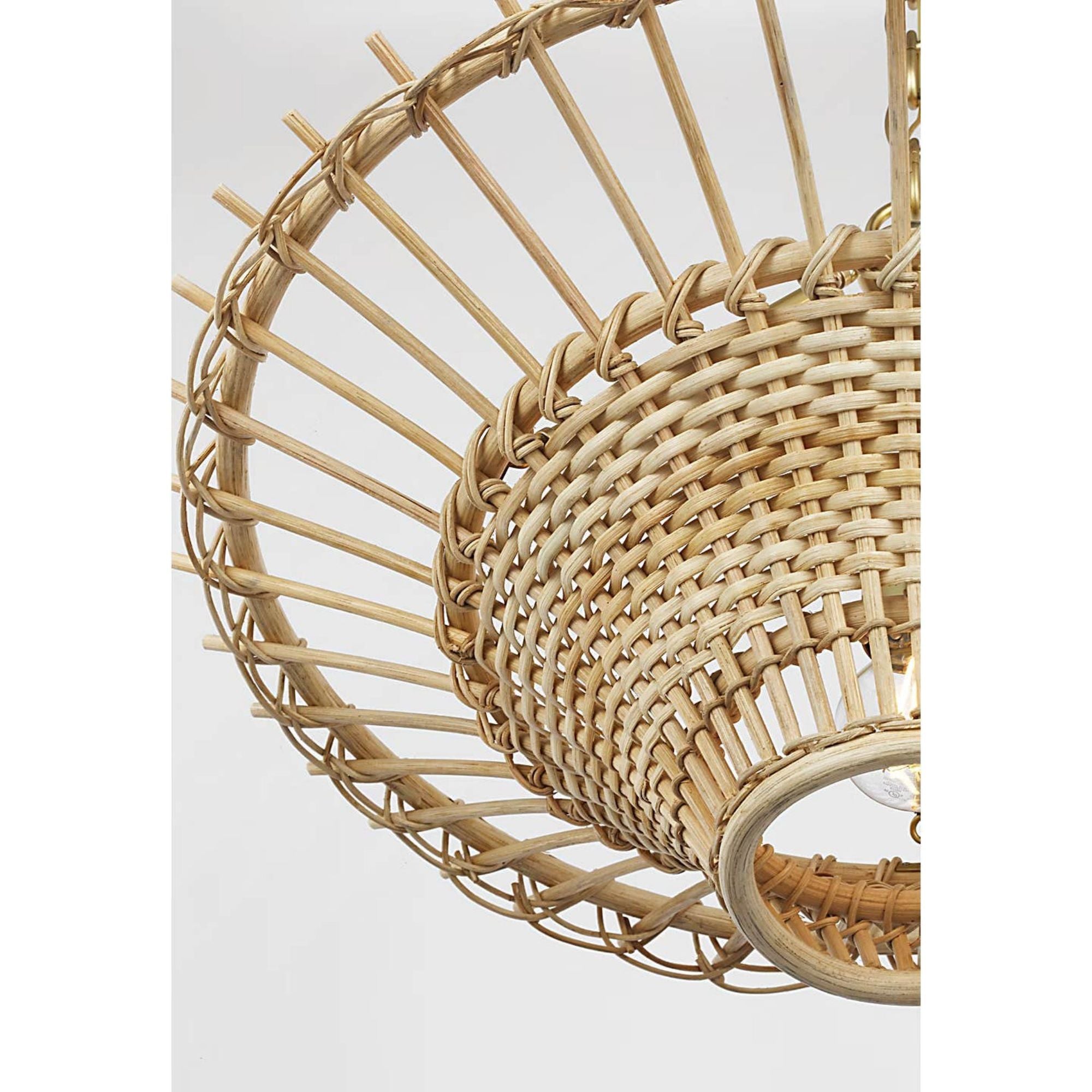AERIN Elona 24" Chandelier in Hand-Rubbed Antique Brass with Blonde Wicker W24" x H15"