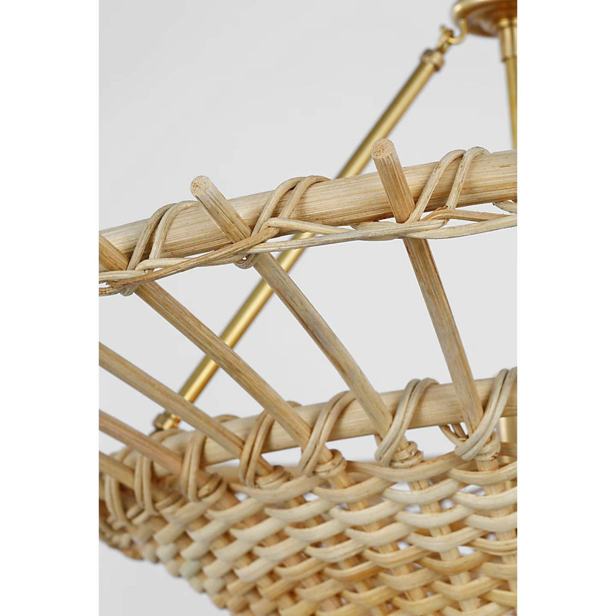 AERIN Elona 24" Chandelier in Hand-Rubbed Antique Brass with Blonde Wicker W24" x H15"