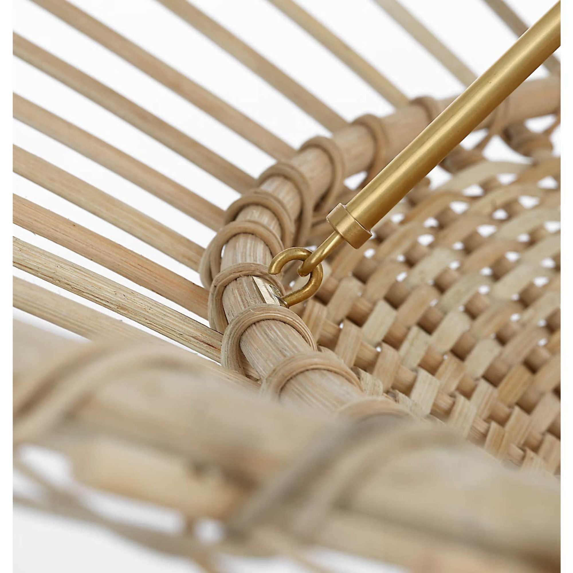 AERIN Elona 36" Chandelier in Hand-Rubbed Antique Brass with Blonde Wicker W36" x H21.25"