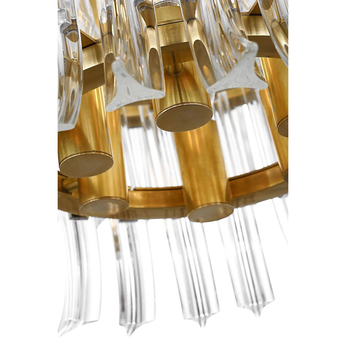AERIN Rhine 34" Three Tier Chandelier in Hand-Rubbed Antique Brass with Crystal W34" x H21.75"