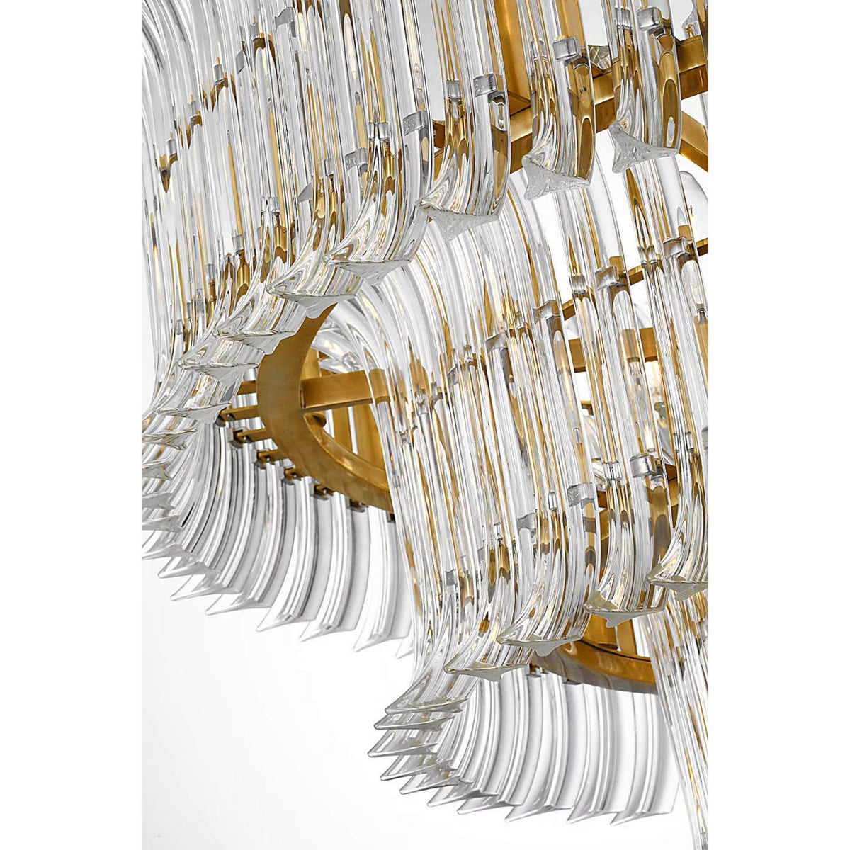AERIN Rhine 34" Three Tier Chandelier in Hand-Rubbed Antique Brass with Crystal W34" x H21.75"
