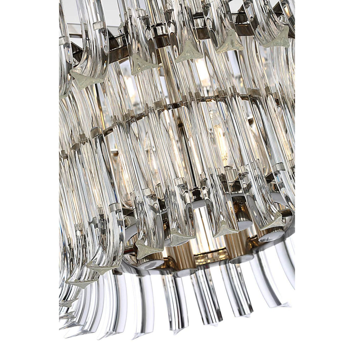 AERIN Rhine 34" Three Tier Chandelier in Polished Nickel with Crystal W34" x H21.75"